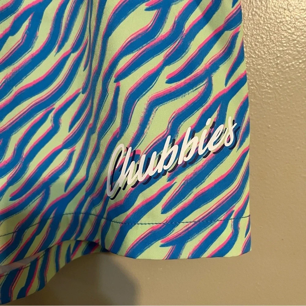 Chubbies Vibrant Zebra Print Swim Trunks Shorts 5.5” L